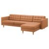 4 Seat Sofa with Chaise Longue Golden Brown