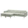 4 Seat Sofa with Chaise Longue Light Green