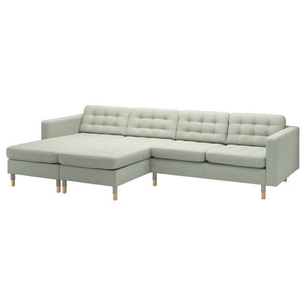 4 Seat Sofa with Chaise Longue Light Green