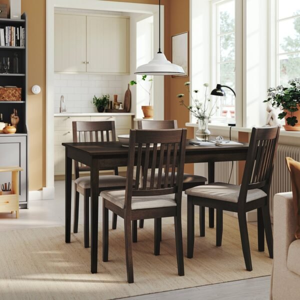 Chair Dark Brown with Light Beige Seat