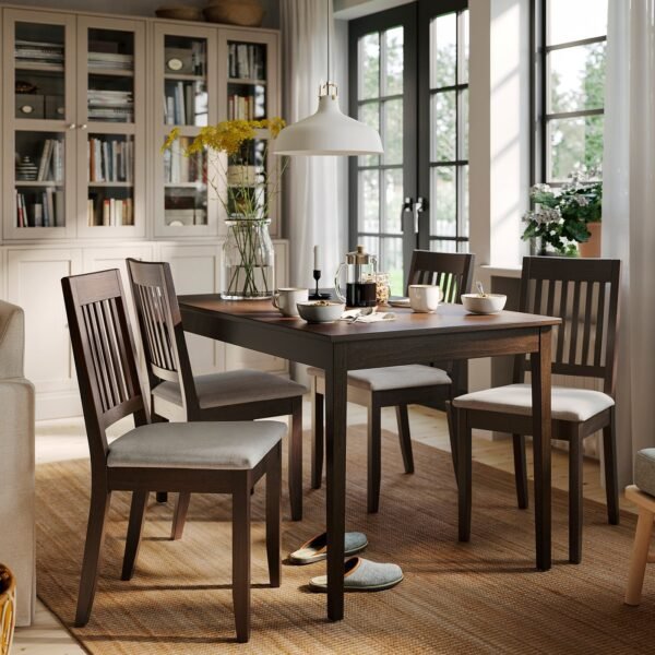Chair Dark Brown with Light Beige Seat